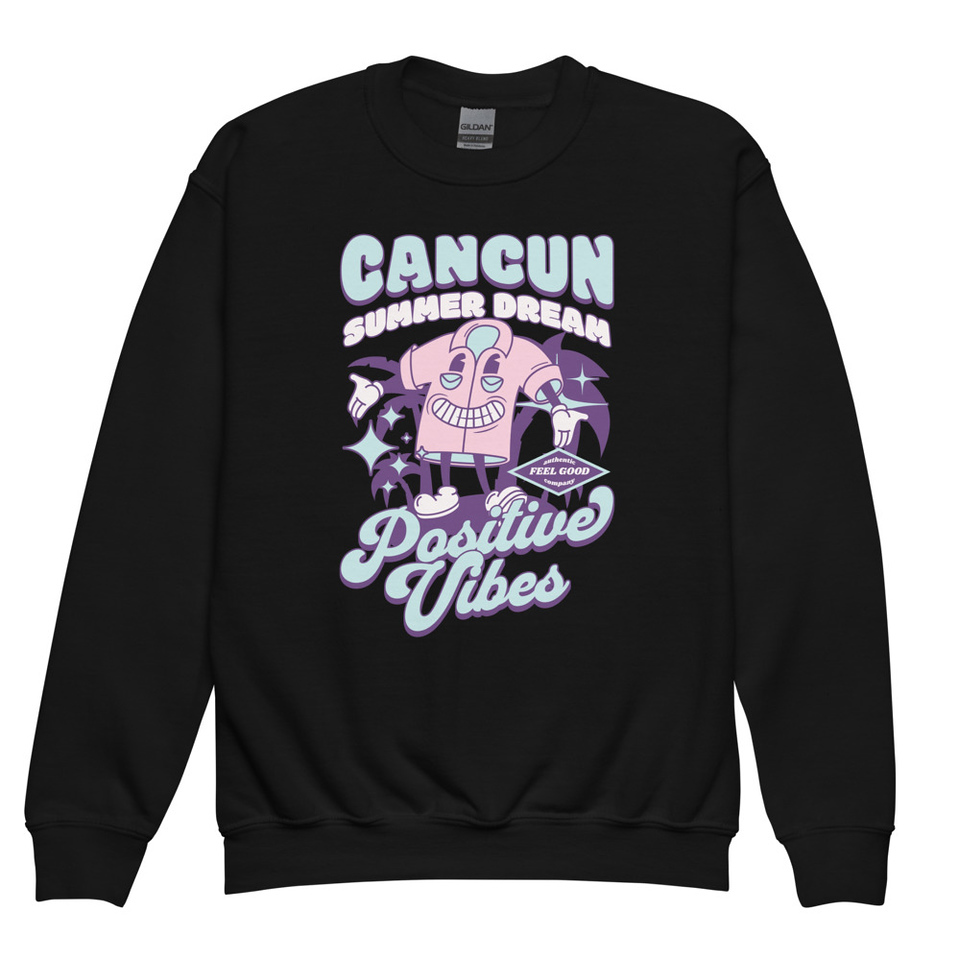 Cancun Positive Vibes Youth Crew Neck Sweatshirt