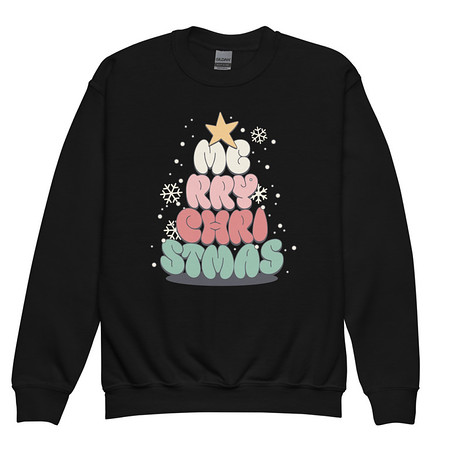Cartoony Christmas Tree Youth Crew Neck Sweatshirt