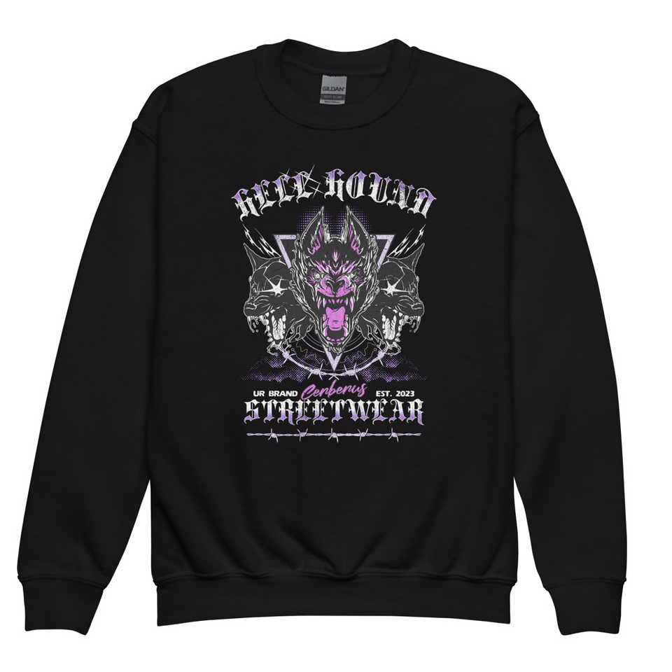 Cerberus Hell Hound Streetwear - Dark Aesthetic Youth Crew Neck Sweatshirt