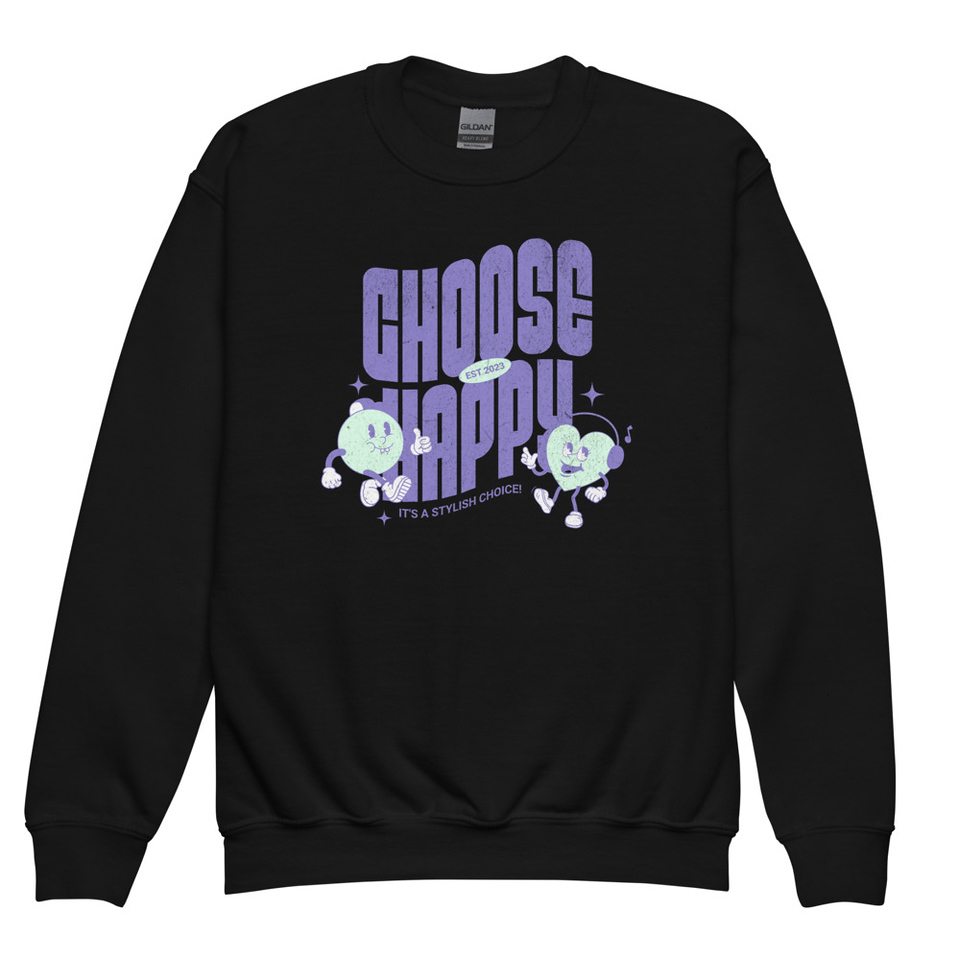 Choose Happy (2) Youth Crew Neck Sweatshirt