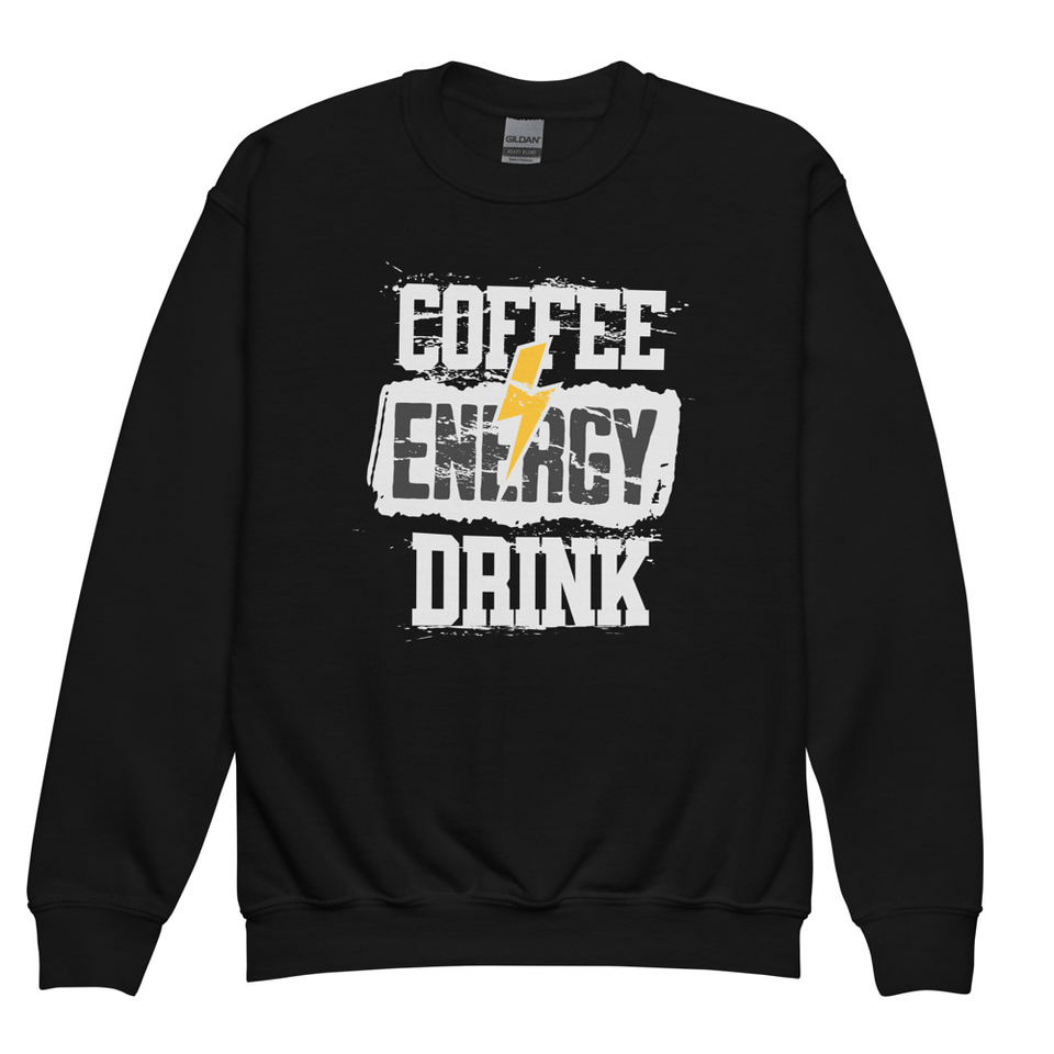 Coffee Energy Drink - Grunge Bolt Youth Crew Neck Sweatshirt