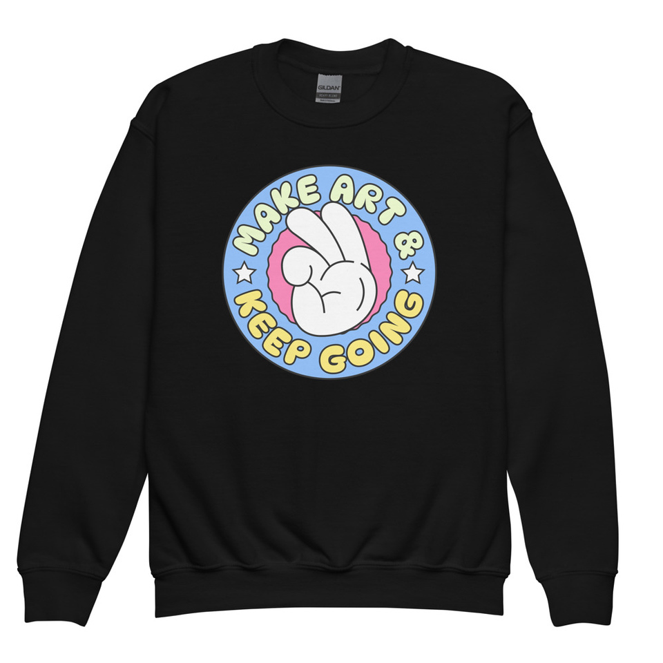 Colorful Fun Retro Style Badge Youth Crew Neck Sweatshirt