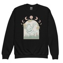Cottagecore Frog Botanical Youth Crew Neck Sweatshirt
