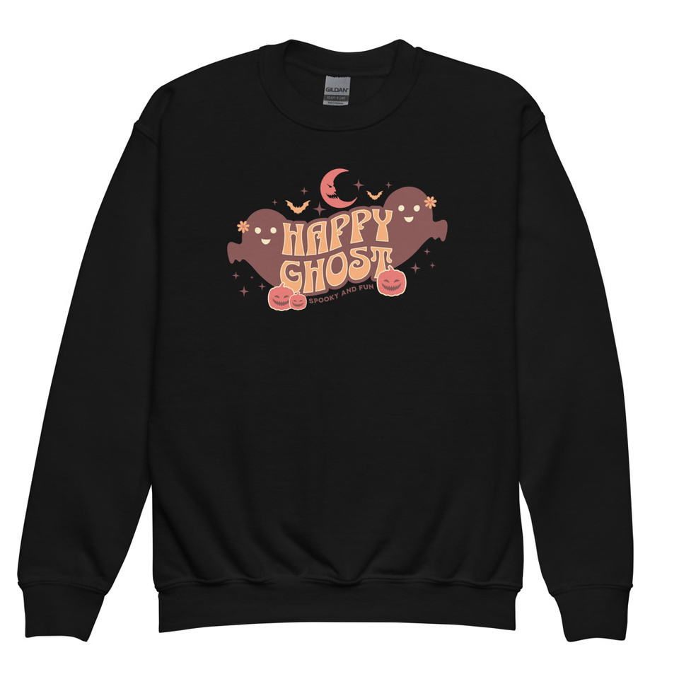 Cute Happy Ghost Youth Crew Neck Sweatshirt