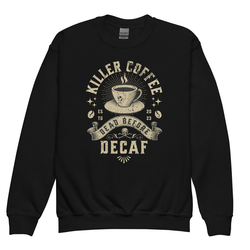 DEAD BEFORE DECAF Youth Crew Neck Sweatshirt