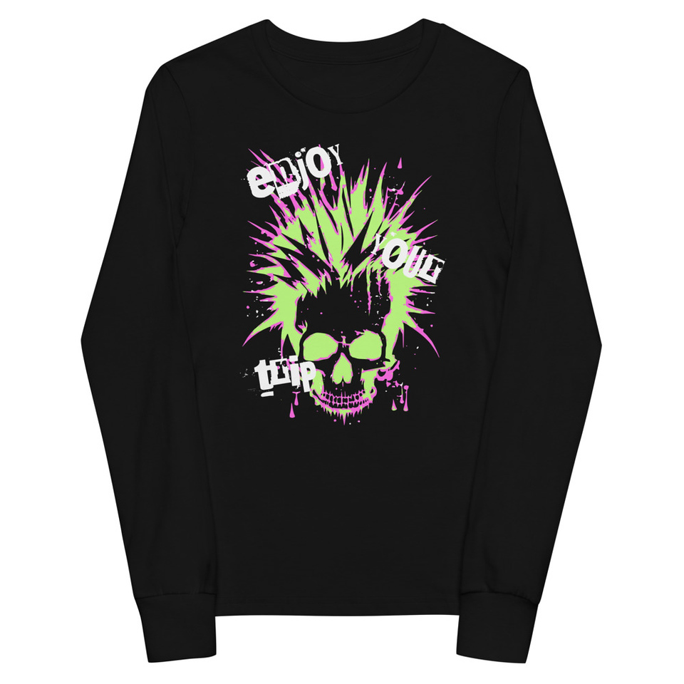 'Enjoy Your Trip' Punk Skull Youth Long Sleeve Tee
