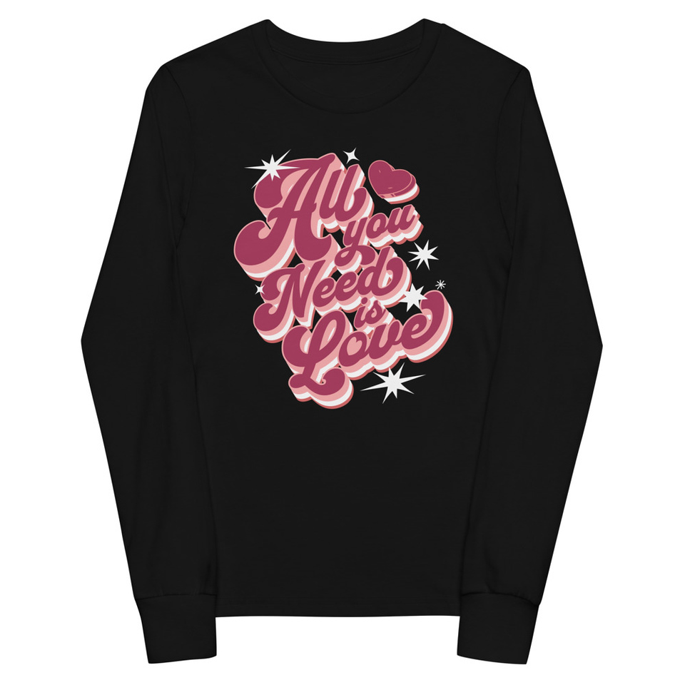 All You Need is Love - Retro Valentines Day Youth Long Sleeve Tee