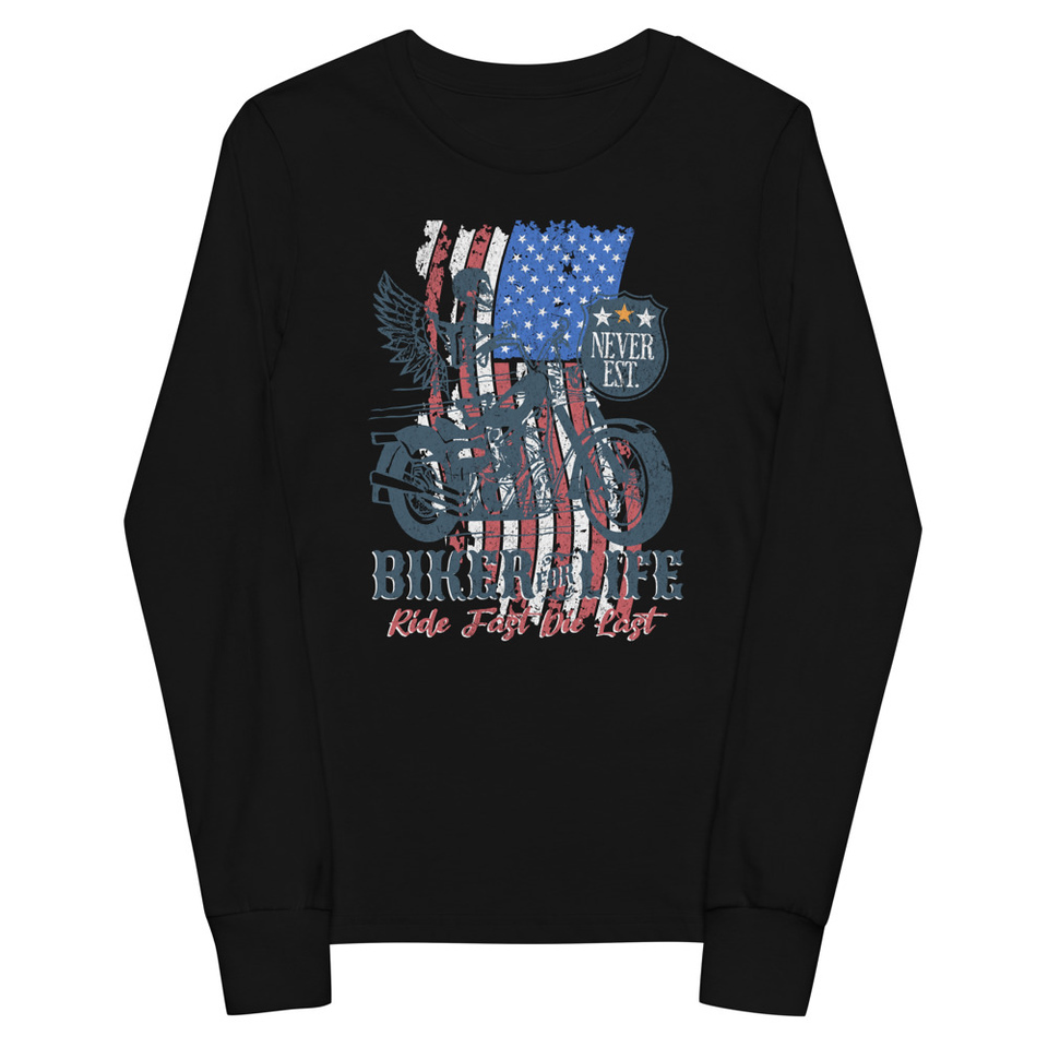 American Biker for Life Youth Long Sleeve Tee