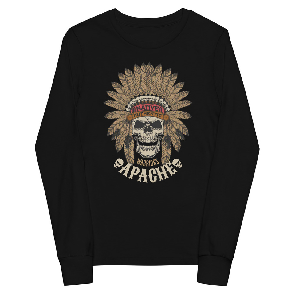 Apache Warriors - Indian Skull Youth Long Sleeve Tee