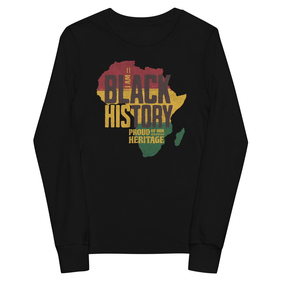 Black History - Heritage Map Youth Long Sleeve Tee