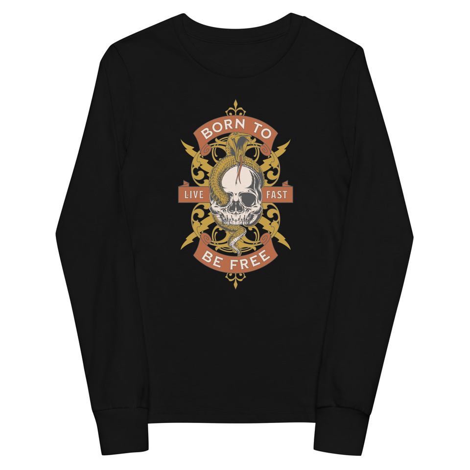 Born To Be Free - Skull Youth Long Sleeve Tee