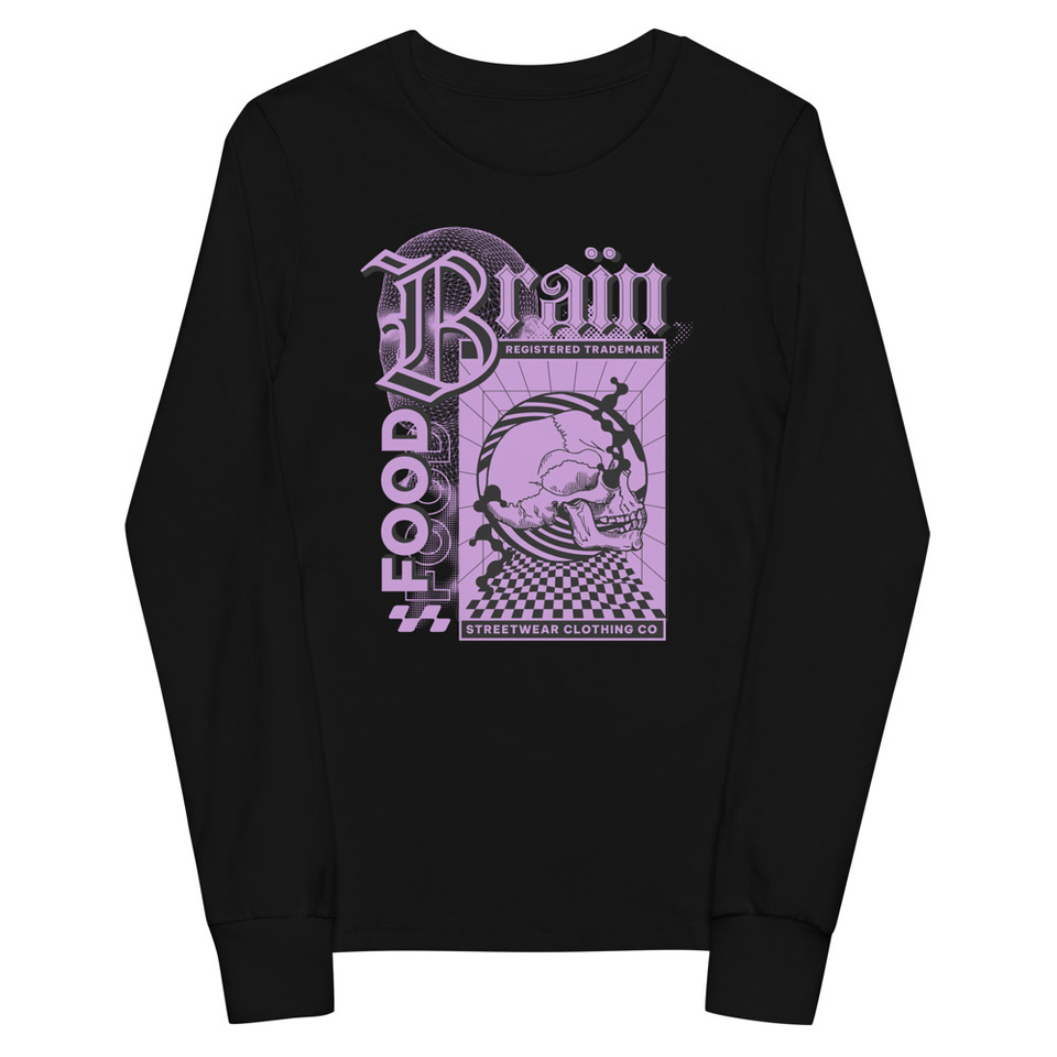 Brain Food - Y2K Skull Streetwear Youth Long Sleeve Tee