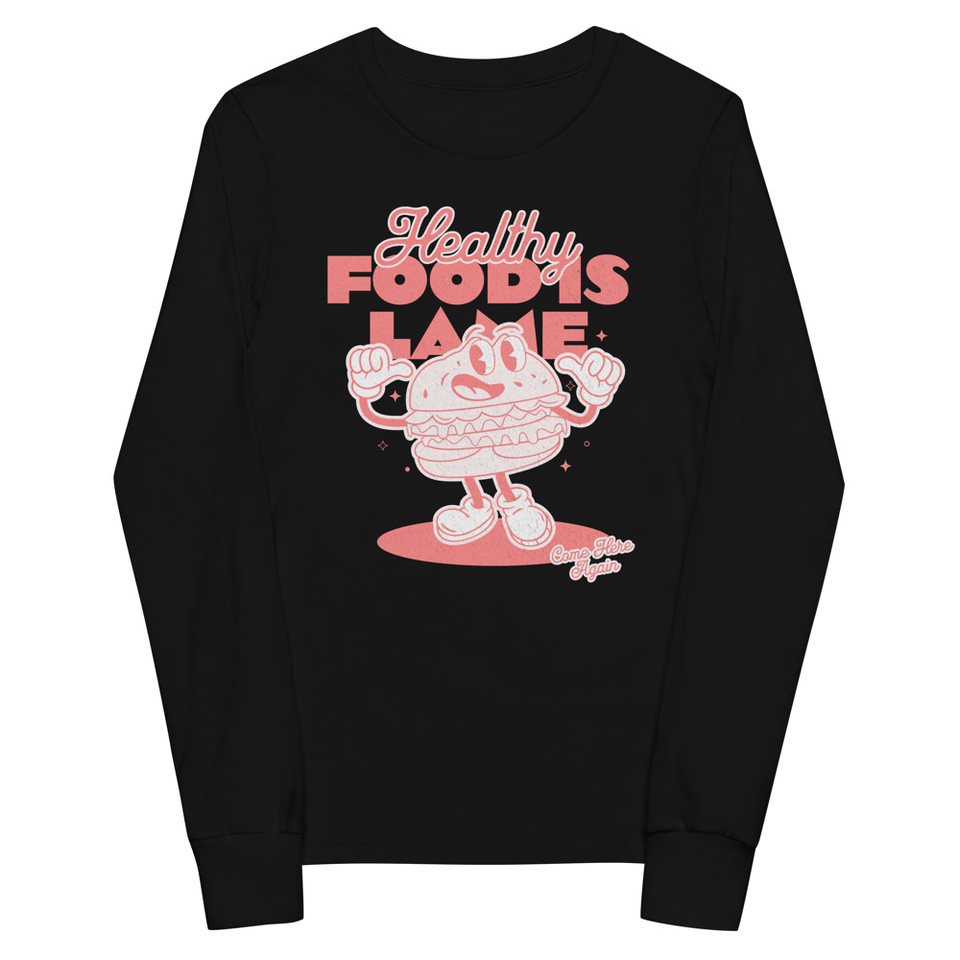 Burger Mascot Youth Long Sleeve Tee