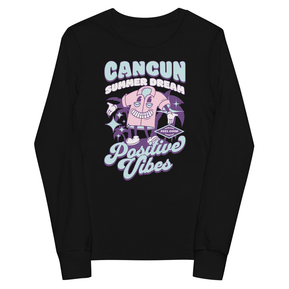 Cancun Positive Vibes Youth Long Sleeve Tee