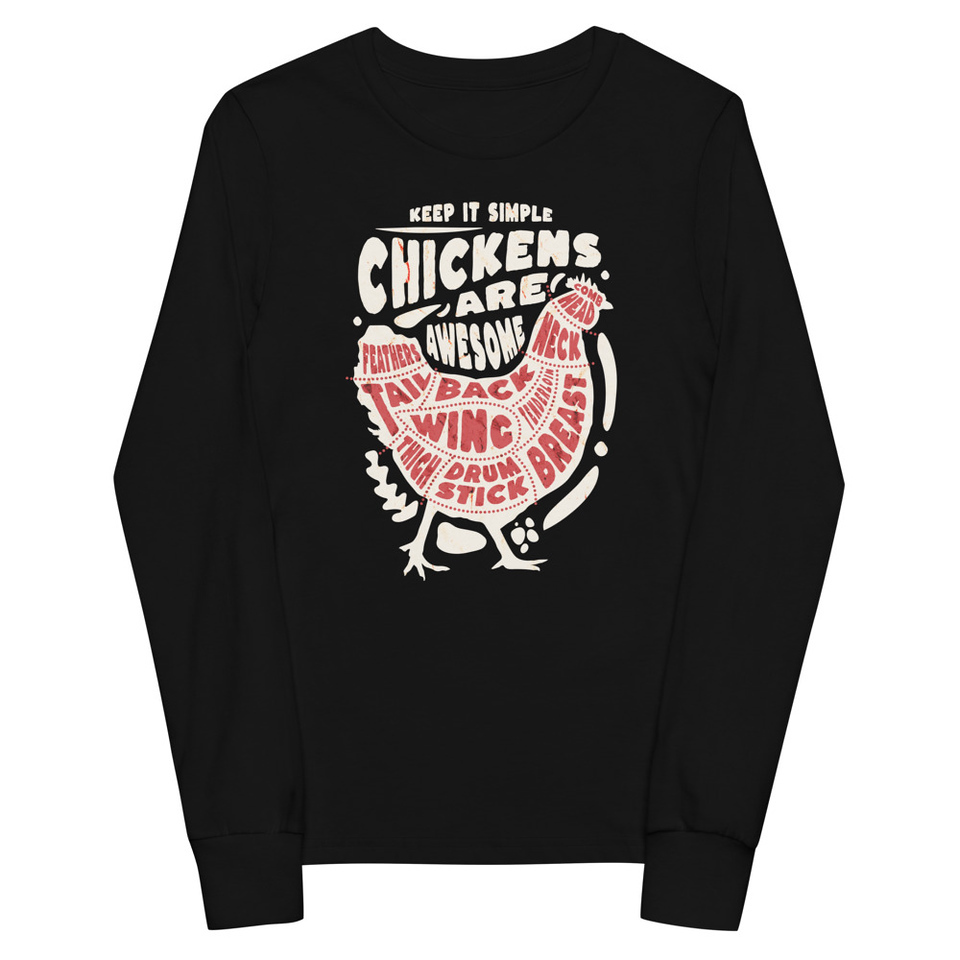 Chickens Are Awesome - Butcher Cuts Youth Long Sleeve Tee