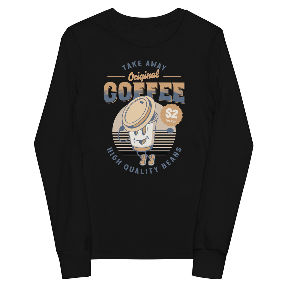 Coffee Cup - Comics Mascot Youth Long Sleeve Tee