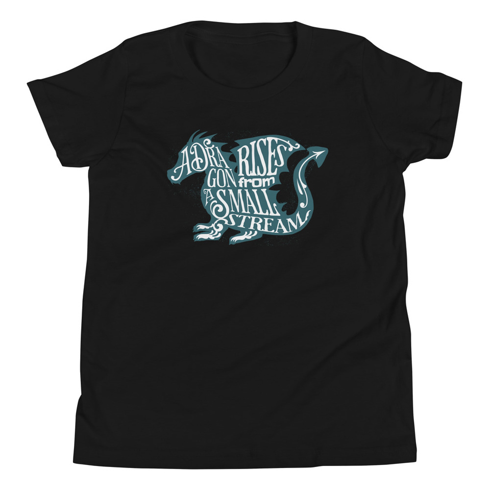 A Dragon Rises - Typographic Lettering Youth Staple Tee