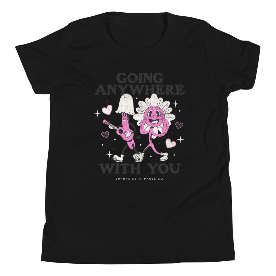Anywhere With You - Typographic Cartoon Streetwear Youth Staple Tee