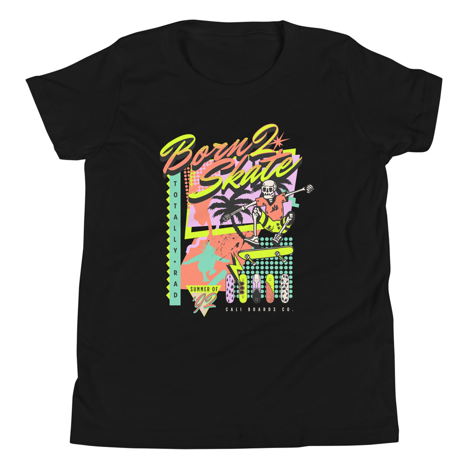 Born 2 Skate - Retro Skeleton Youth Staple Tee