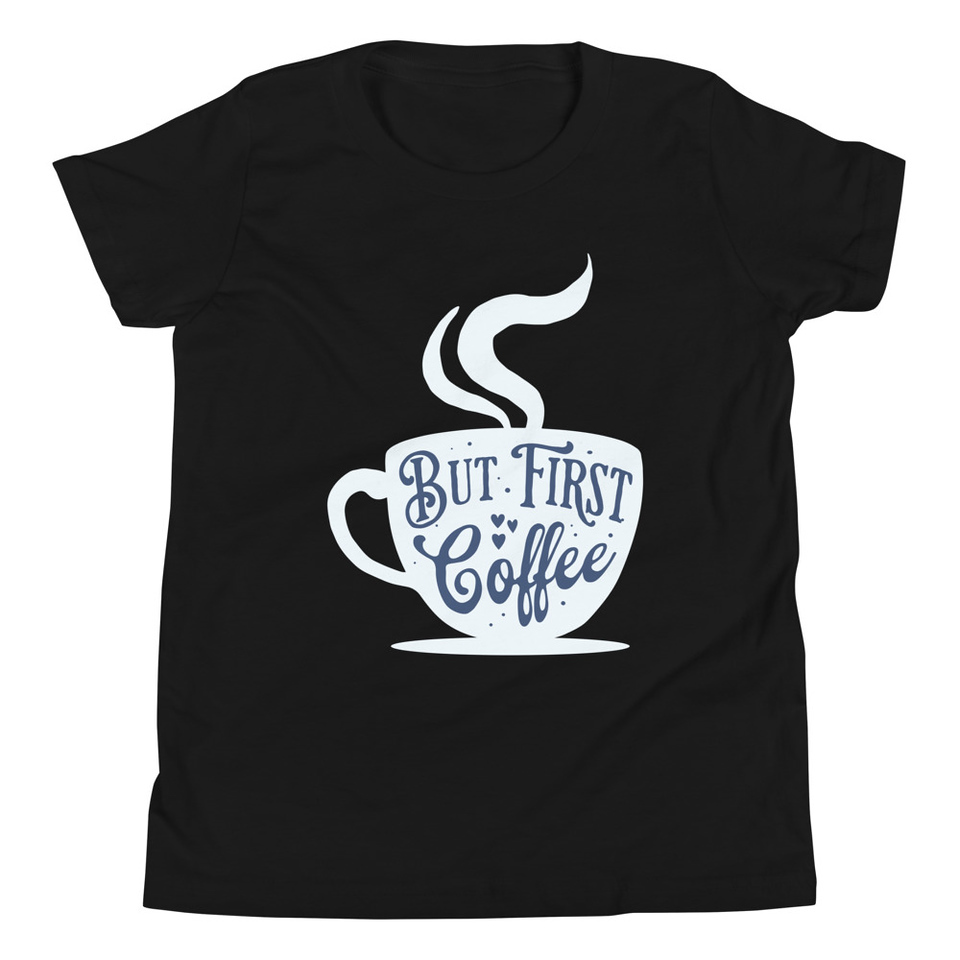 But First Coffee - Hand Lettering Typography Youth Staple Tee