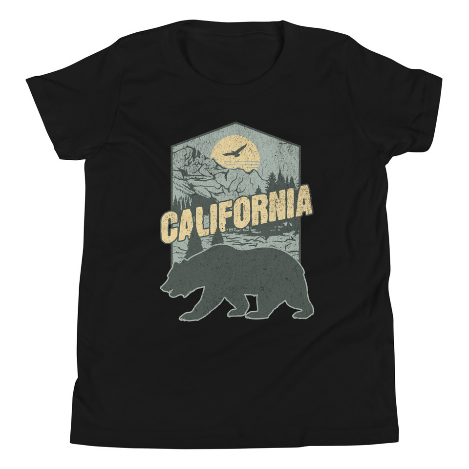 California Bear - Outdoors Wilderness Camping Hiking Youth Staple Tee