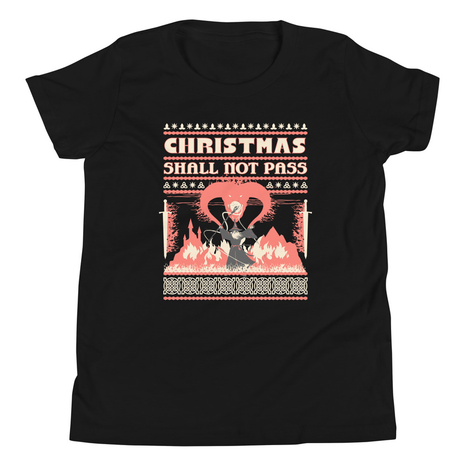 Christmas Shall Not Pass - Flaming Wizard Youth Staple Tee