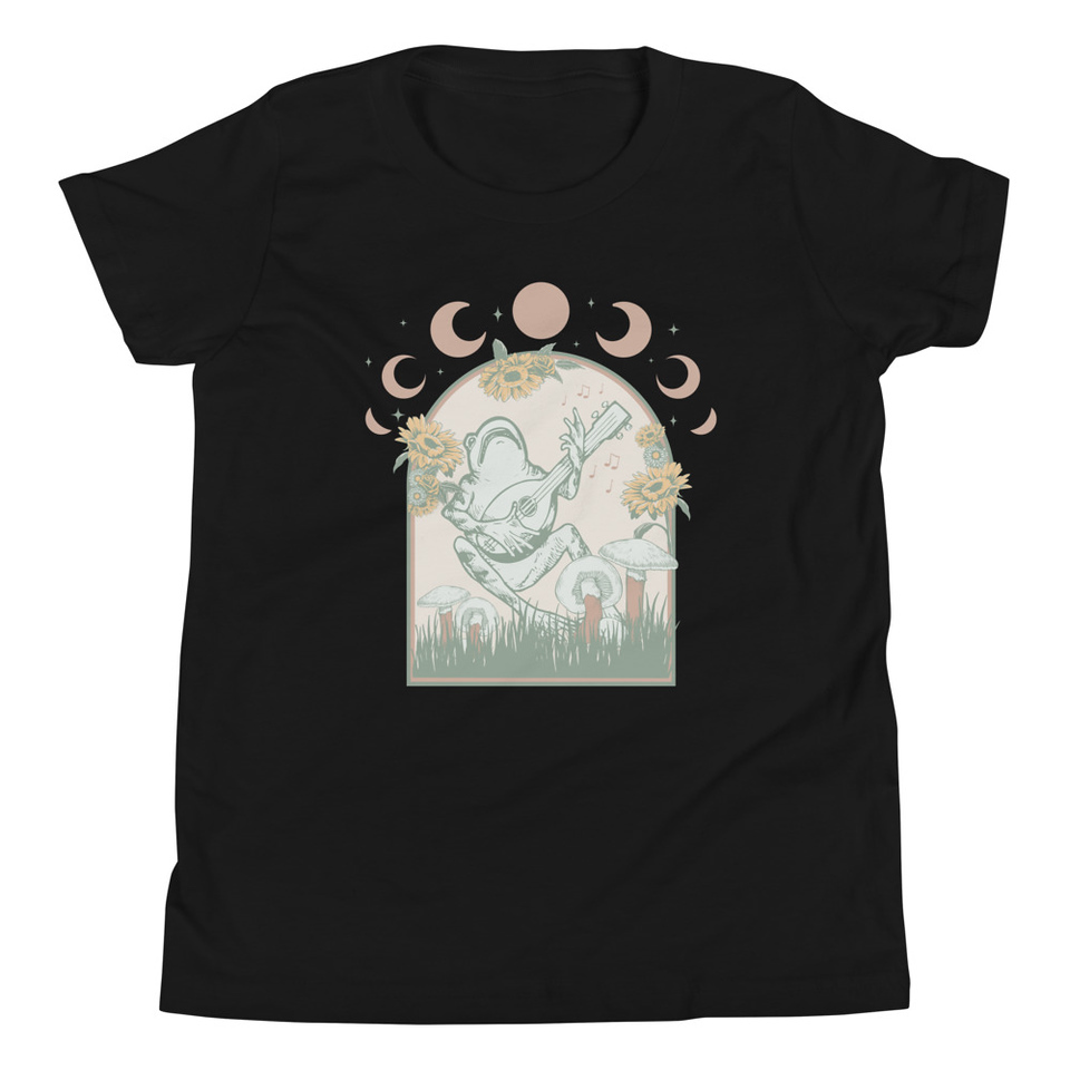 Cottagecore Frog Botanical Youth Staple Tee