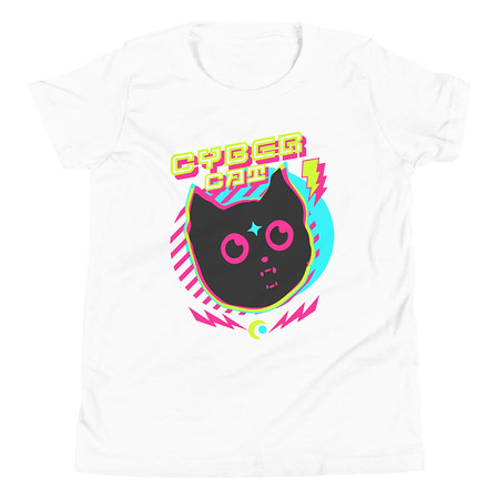 Cyber Cat - Neon Color Youth Staple Tee