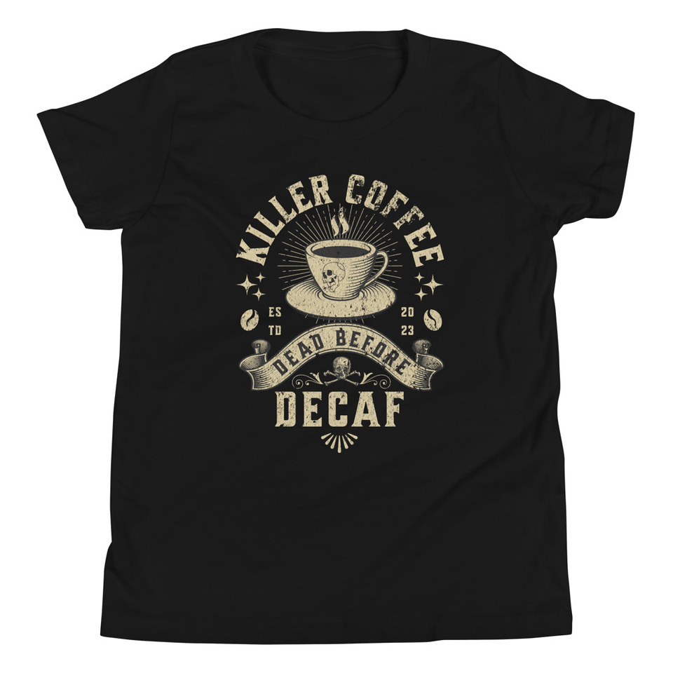 DEAD BEFORE DECAF Youth Staple Tee
