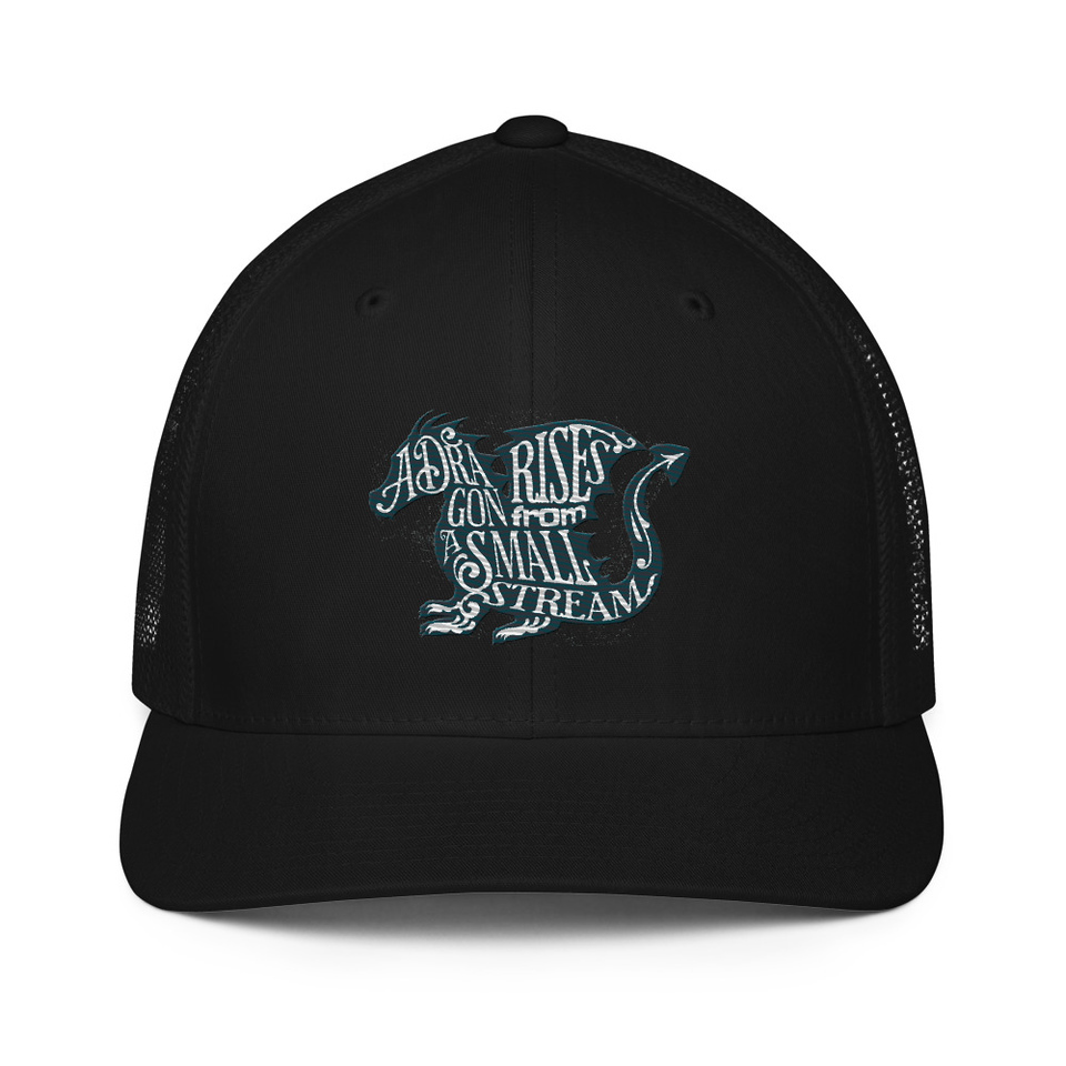 A Dragon Rises - Typographic Lettering Closed-Back Trucker Cap