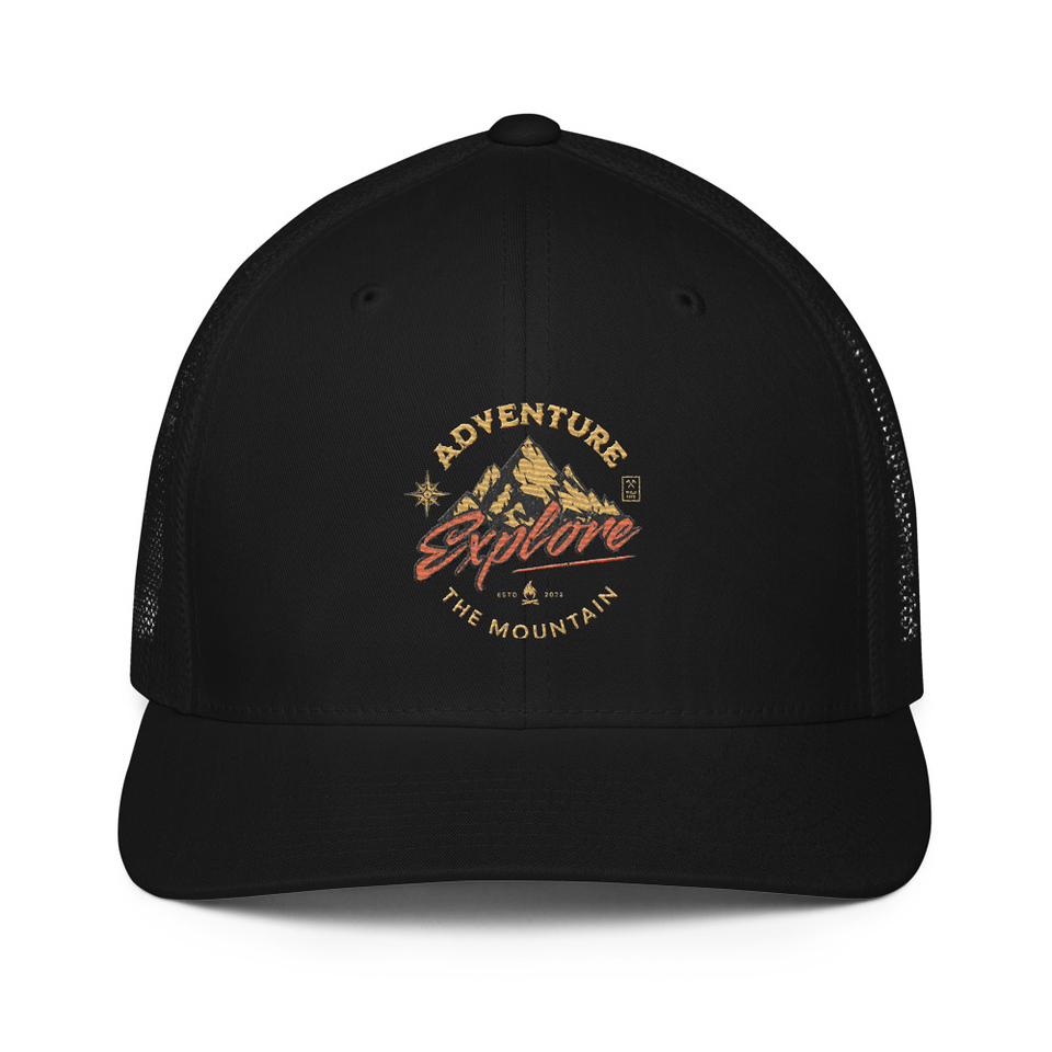 Adventure Explore The Mountain Closed-Back Trucker Cap