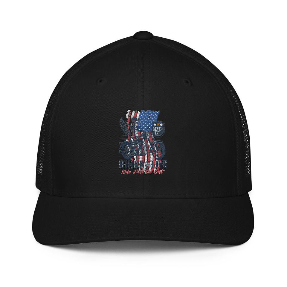 American Biker for Life Closed-Back Trucker Cap