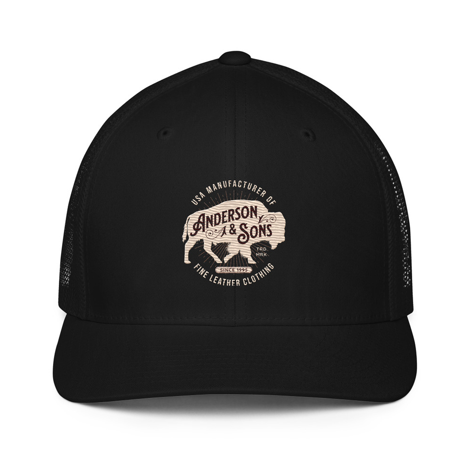 Anderson & Sons Leather Clothing - Buffalo Closed-Back Trucker Cap