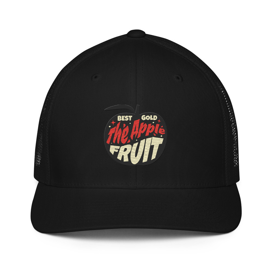 Apple Fruit - Typographic Lettering Closed-Back Trucker Cap