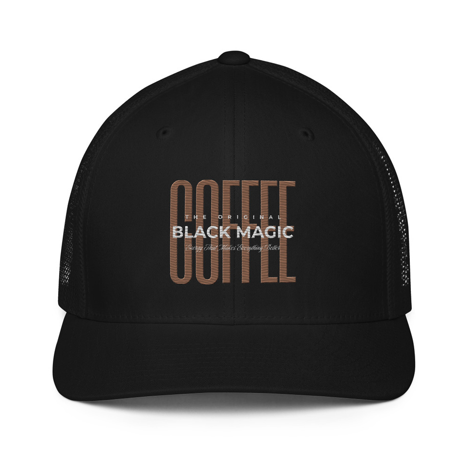 Black Magic - Minimal Modern Coffee Quote Closed-Back Trucker Cap