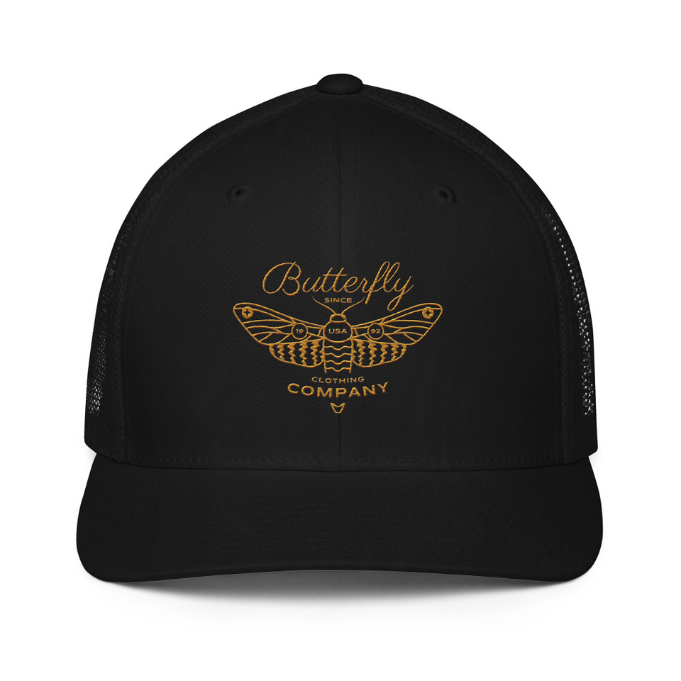 Blue Butterfly - Minimal Closed-Back Trucker Cap