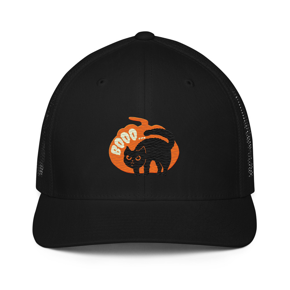 Boo - Scay Cute Cat Closed-Back Trucker Cap