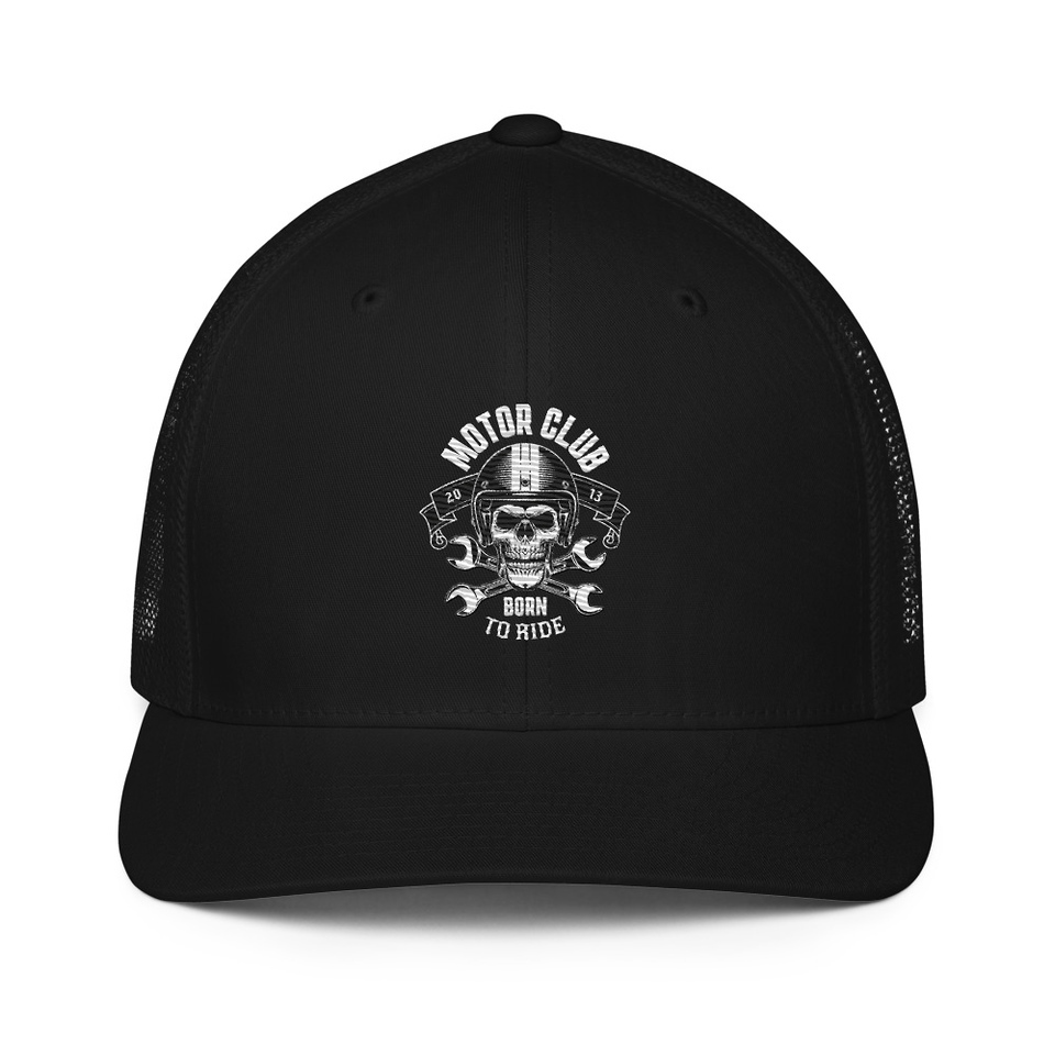 Born to Ride - Biker Club Skull  Closed-Back Trucker Cap
