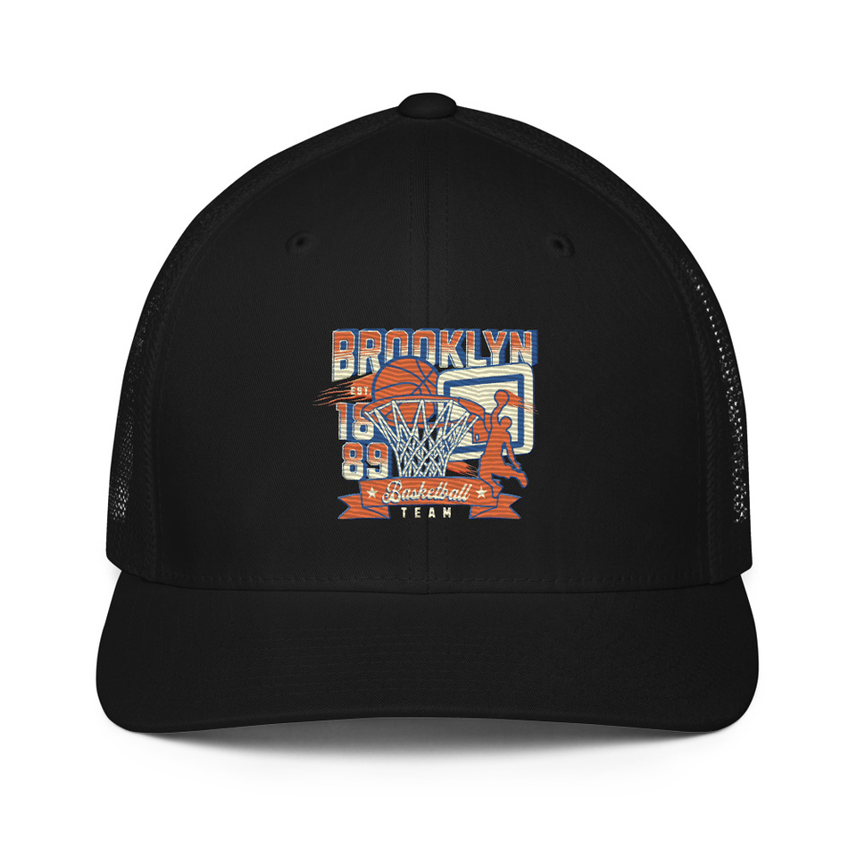 Brooklyn Basketball Team - Athletic Sports Closed-Back Trucker Cap
