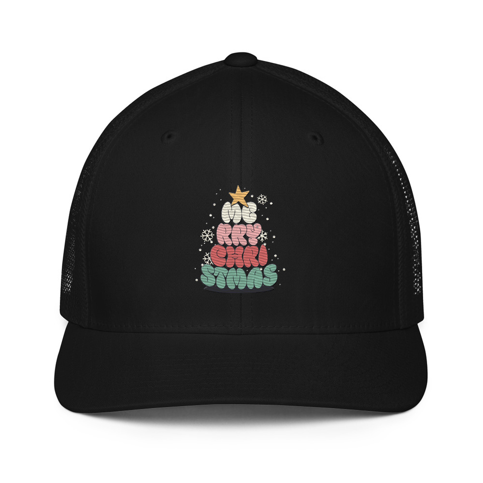 Cartoony Christmas Tree Closed-Back Trucker Cap