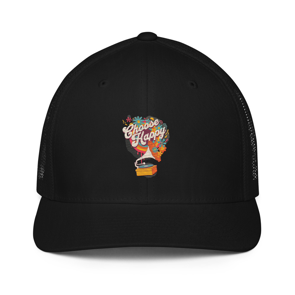 Choose Happy - Retro Music Closed-Back Trucker Cap