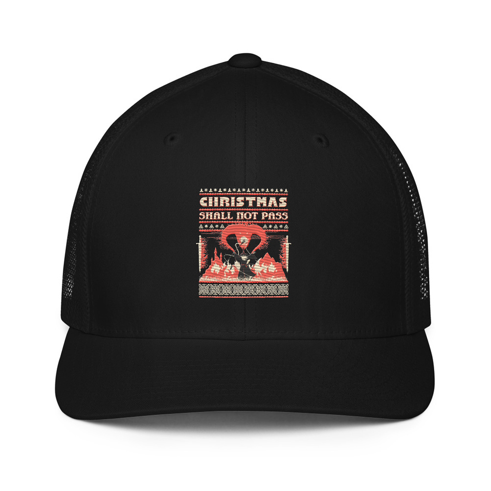 Christmas Shall Not Pass - Flaming Wizard Closed-Back Trucker Cap