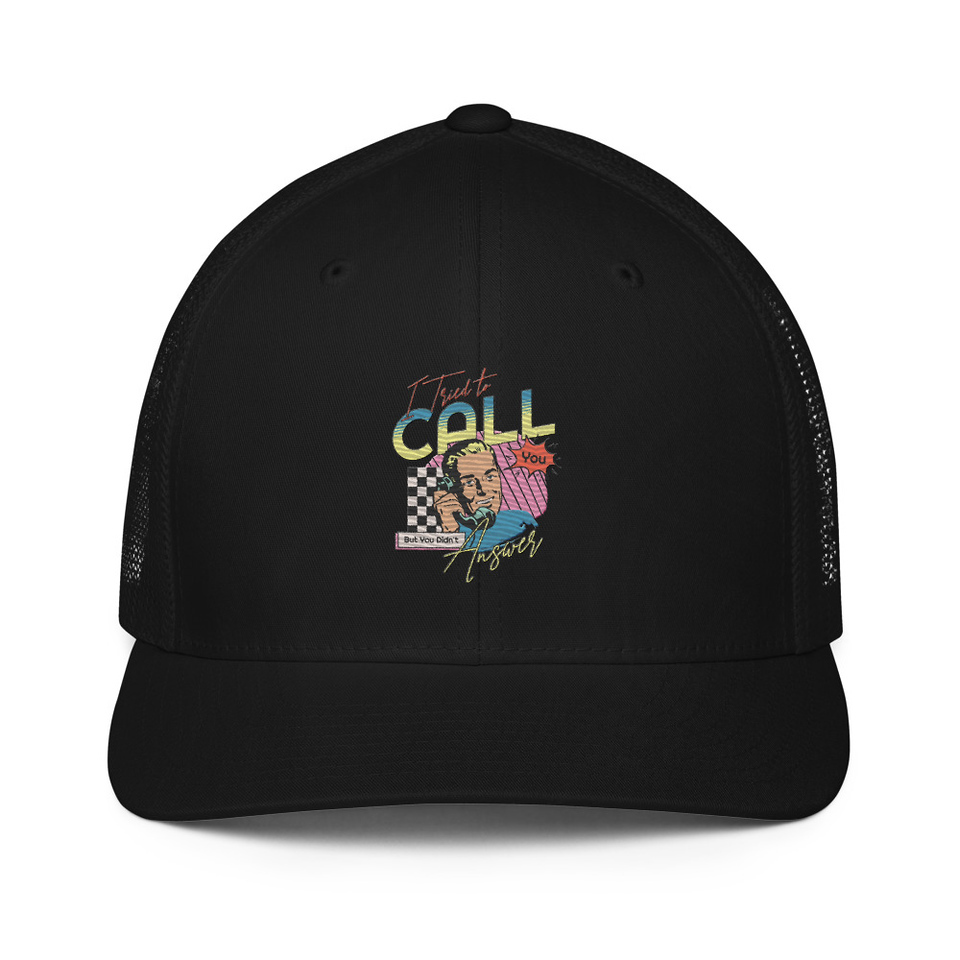Classic Retro Illustrative Portrait Men Calling Closed-Back Trucker Cap