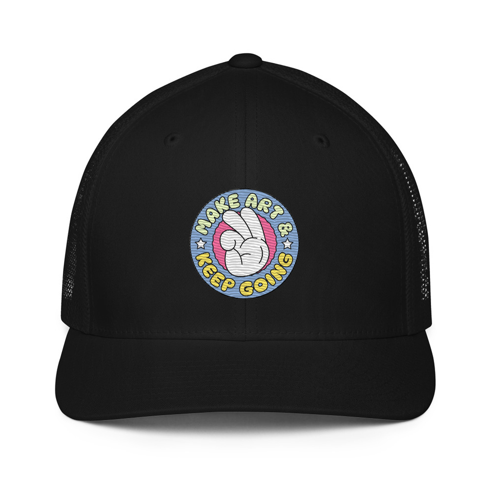 Colorful Fun Retro Style Badge Closed-Back Trucker Cap
