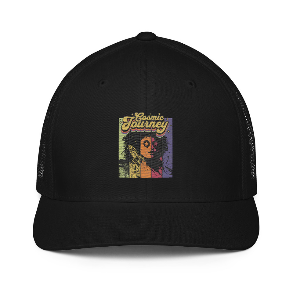 Cosmic Journey Rainbow Retro Closed-Back Trucker Cap