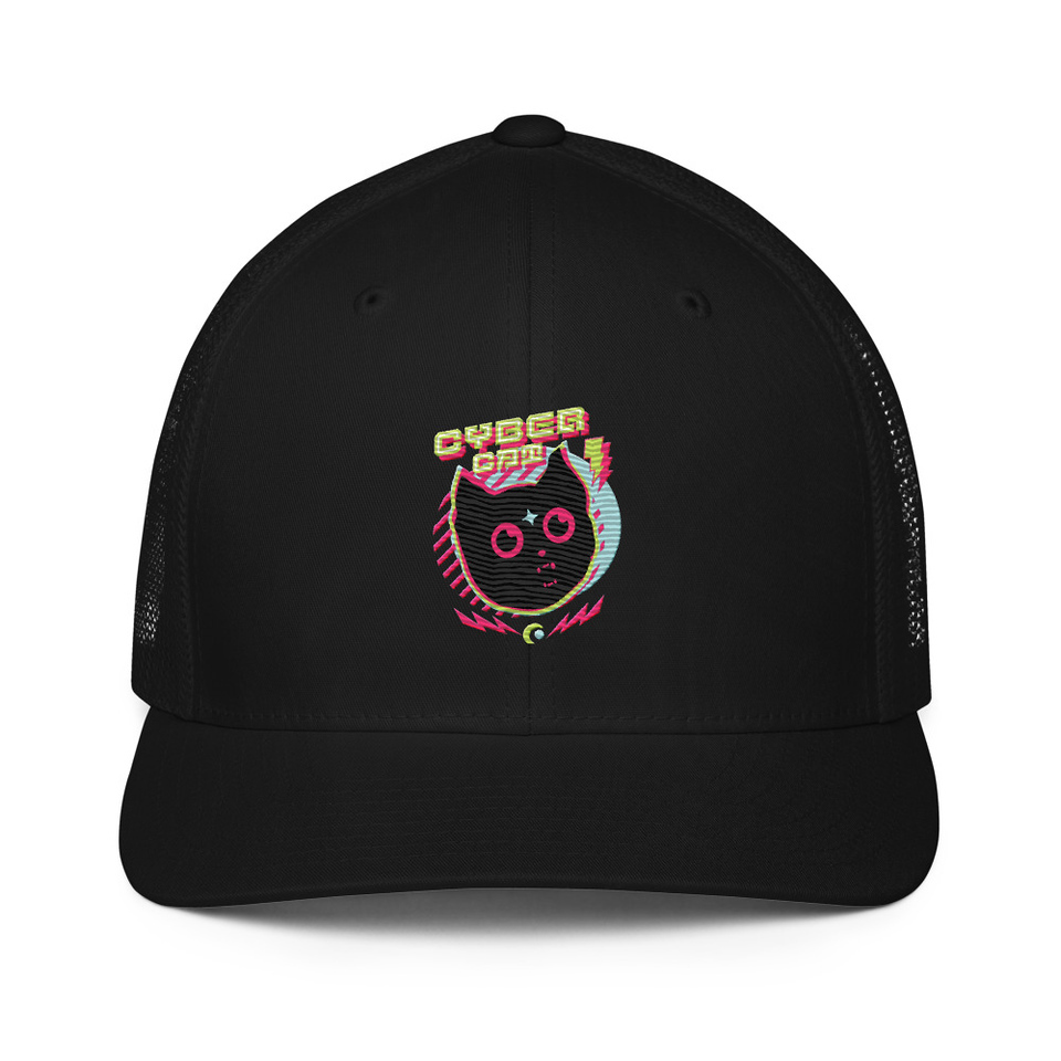 Cyber Cat - Neon Color Closed-Back Trucker Cap