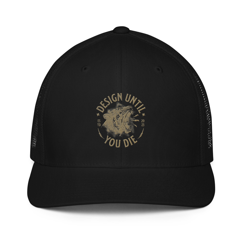 DESIGN UNTIL YOU DIE Closed-Back Trucker Cap