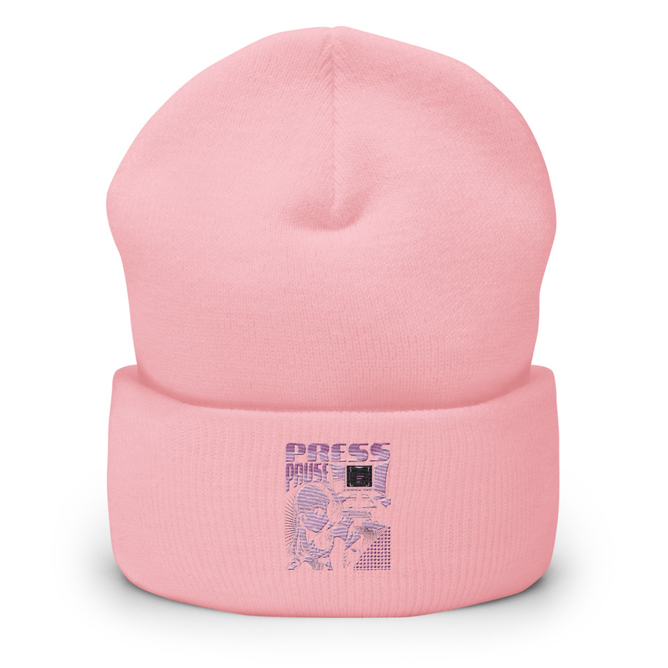 'Press Pause' Anime Gaming Cuffed Beanie