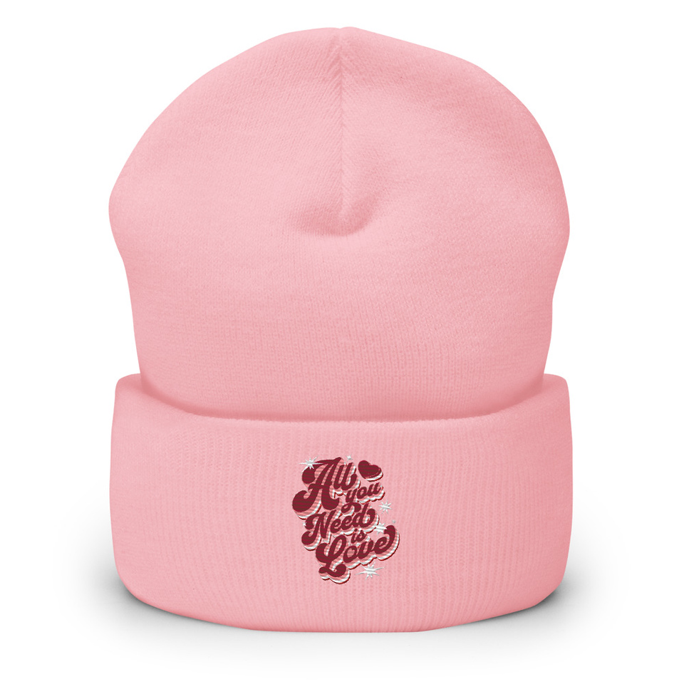 All You Need is Love - Retro Valentines Day Cuffed Beanie