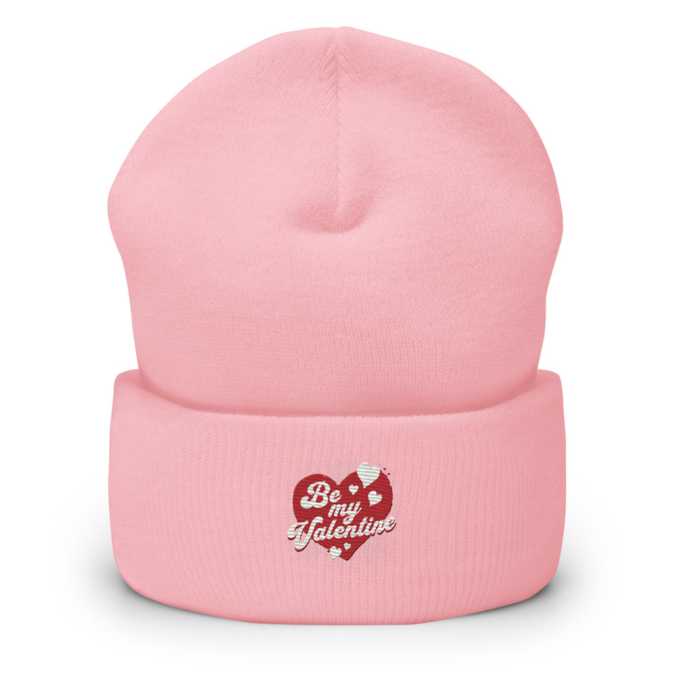 Be my Valentine - Love Heart Cuffed Beanie